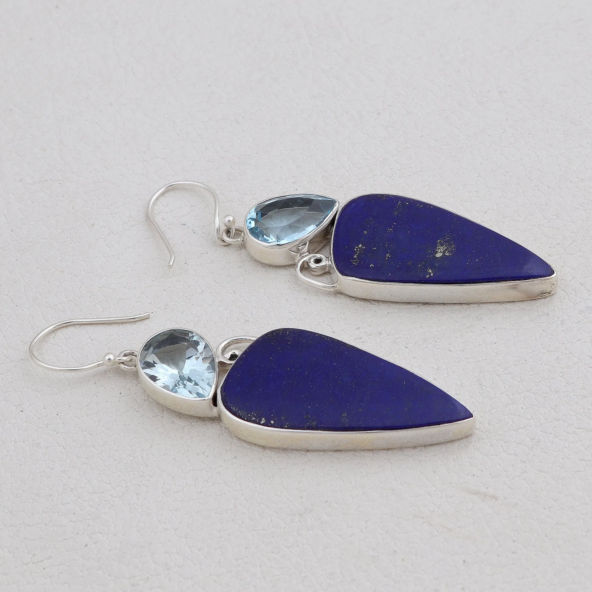 Natural Lapis Lazuli Gemstone 925 Sterling Silver Necklace Set