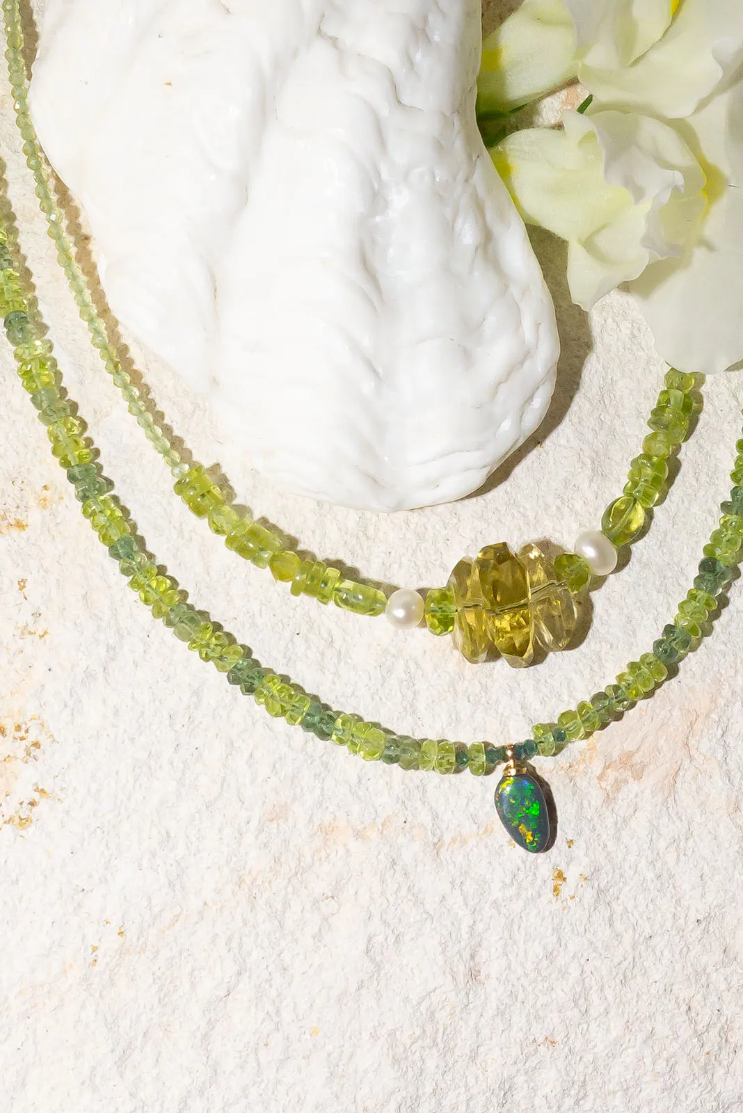 Necklace Gemstone Opal Willow Green
