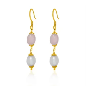 Pearl & Rose Quartz Drop Earring