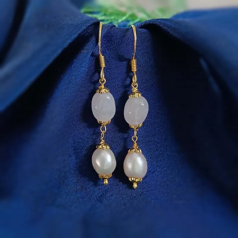 Pearl & Rose Quartz Drop Earring