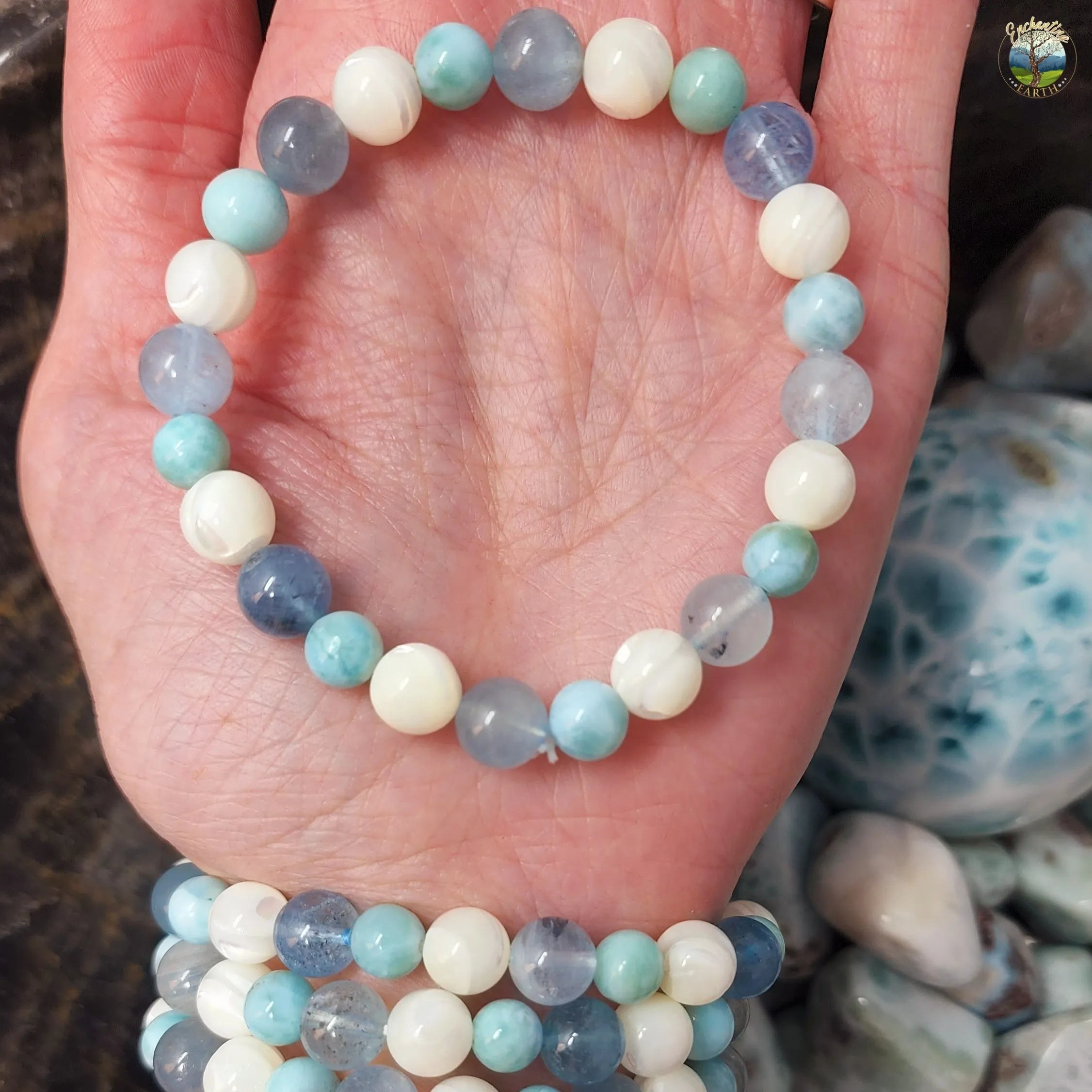 Poseidon Light Bracelet (Aquamarine, Larimar and Mother of Pearl)