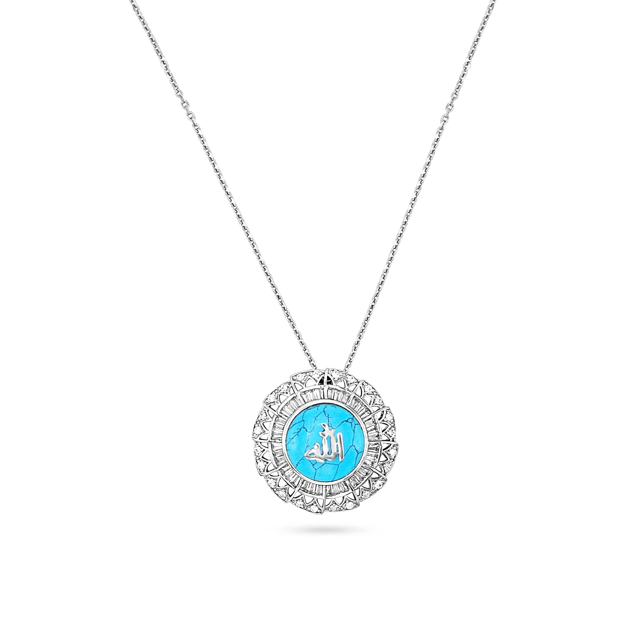 Round Turquoise Allah Pendant