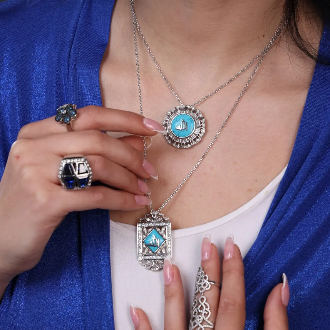 Round Turquoise Allah Pendant