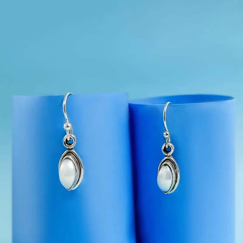 Silver Pearl Dangle Earrings