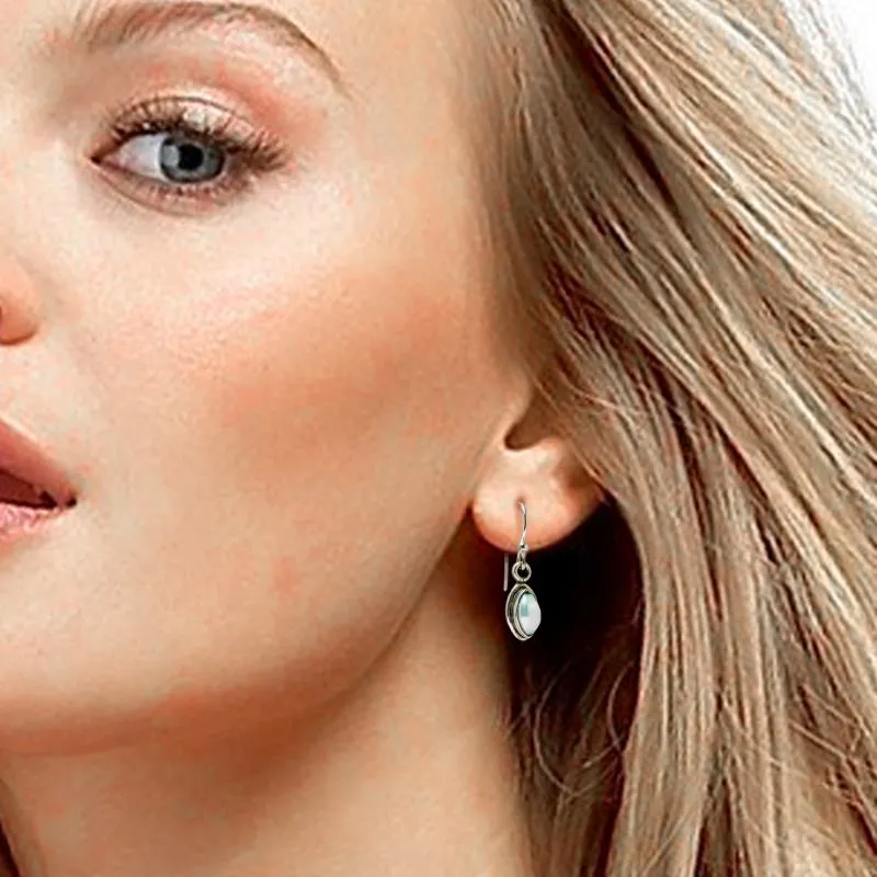 Silver Pearl Dangle Earrings