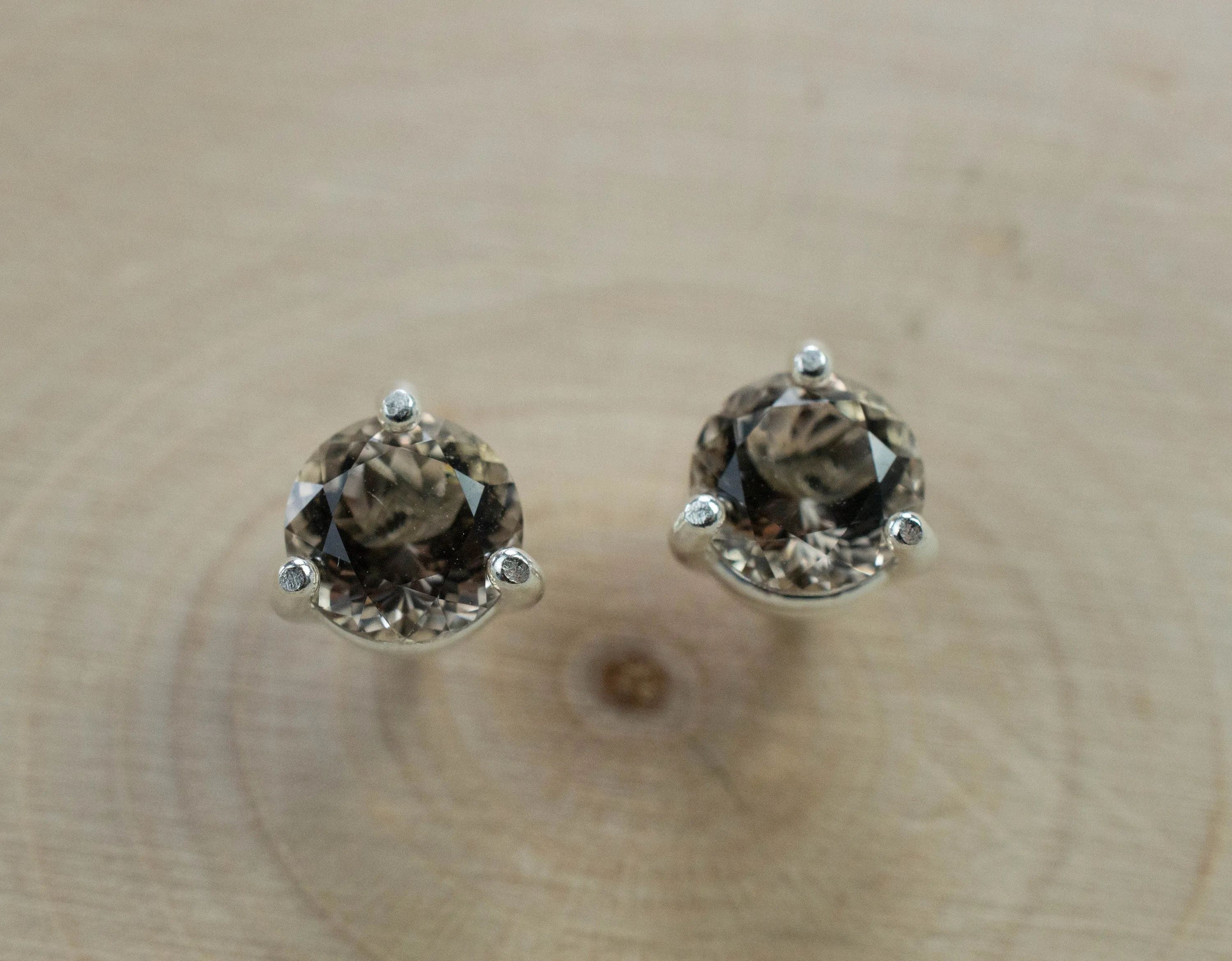 Smoky Quartz Earrings; Genuine Untreated USA Quartz; 1.415cts