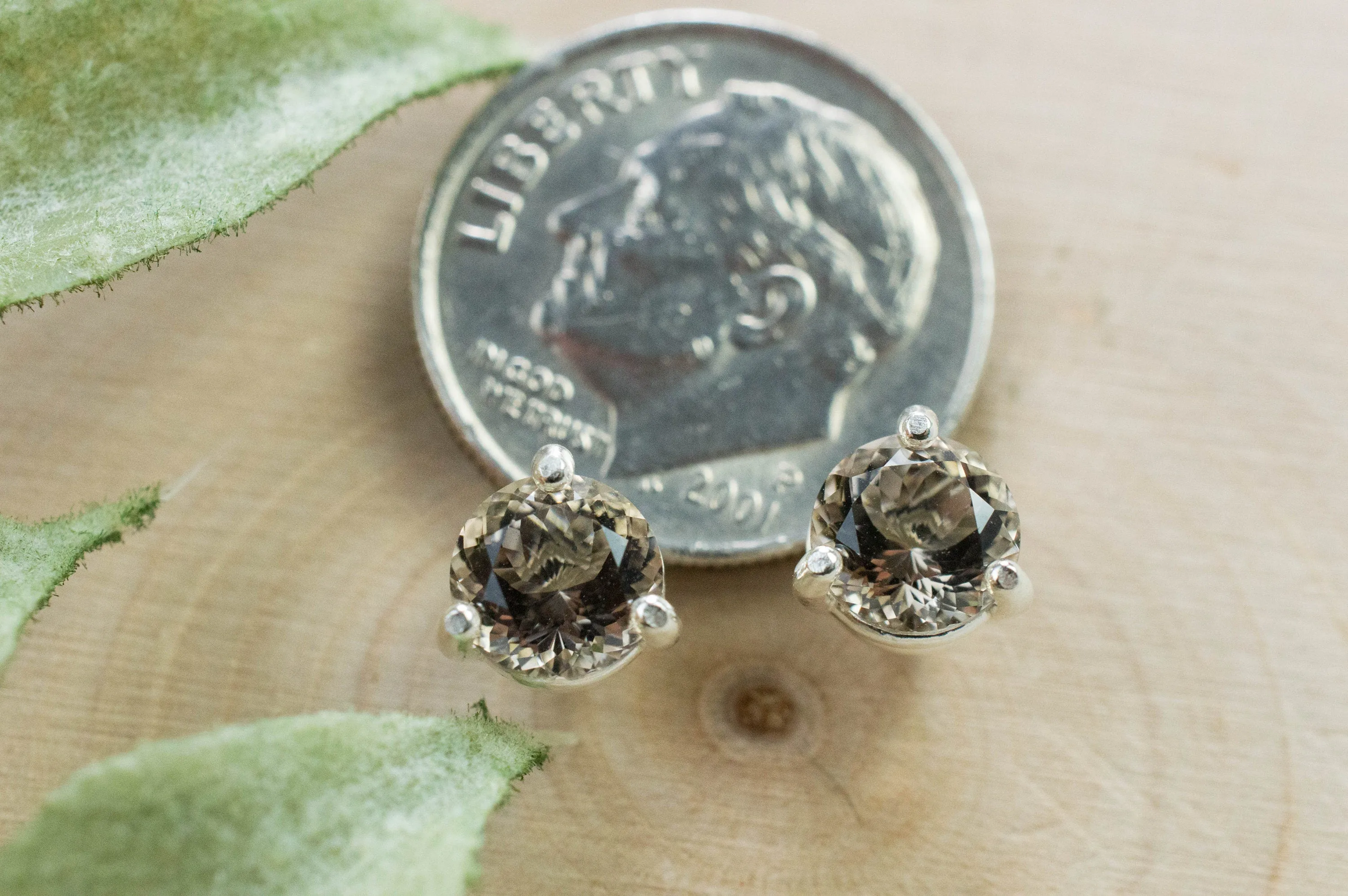Smoky Quartz Earrings; Genuine Untreated USA Quartz; 1.415cts