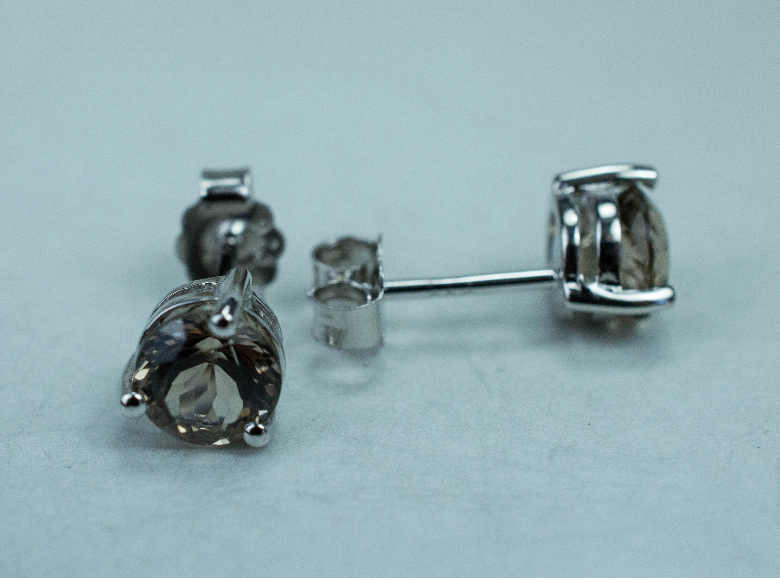 Smoky Quartz Earrings; Genuine Untreated USA Quartz; 1.430cts