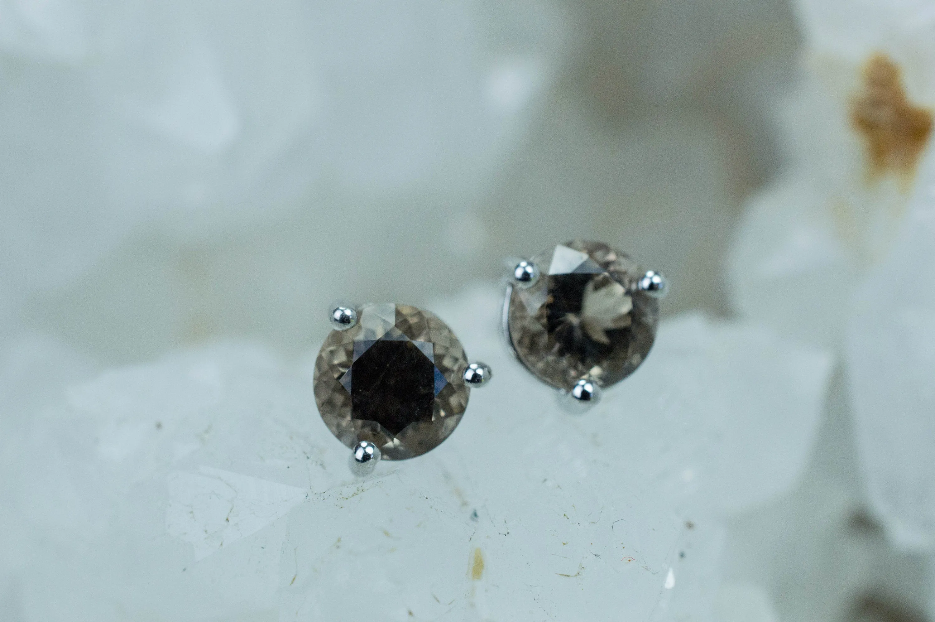 Smoky Quartz Earrings; Genuine Untreated USA Quartz; 1.430cts