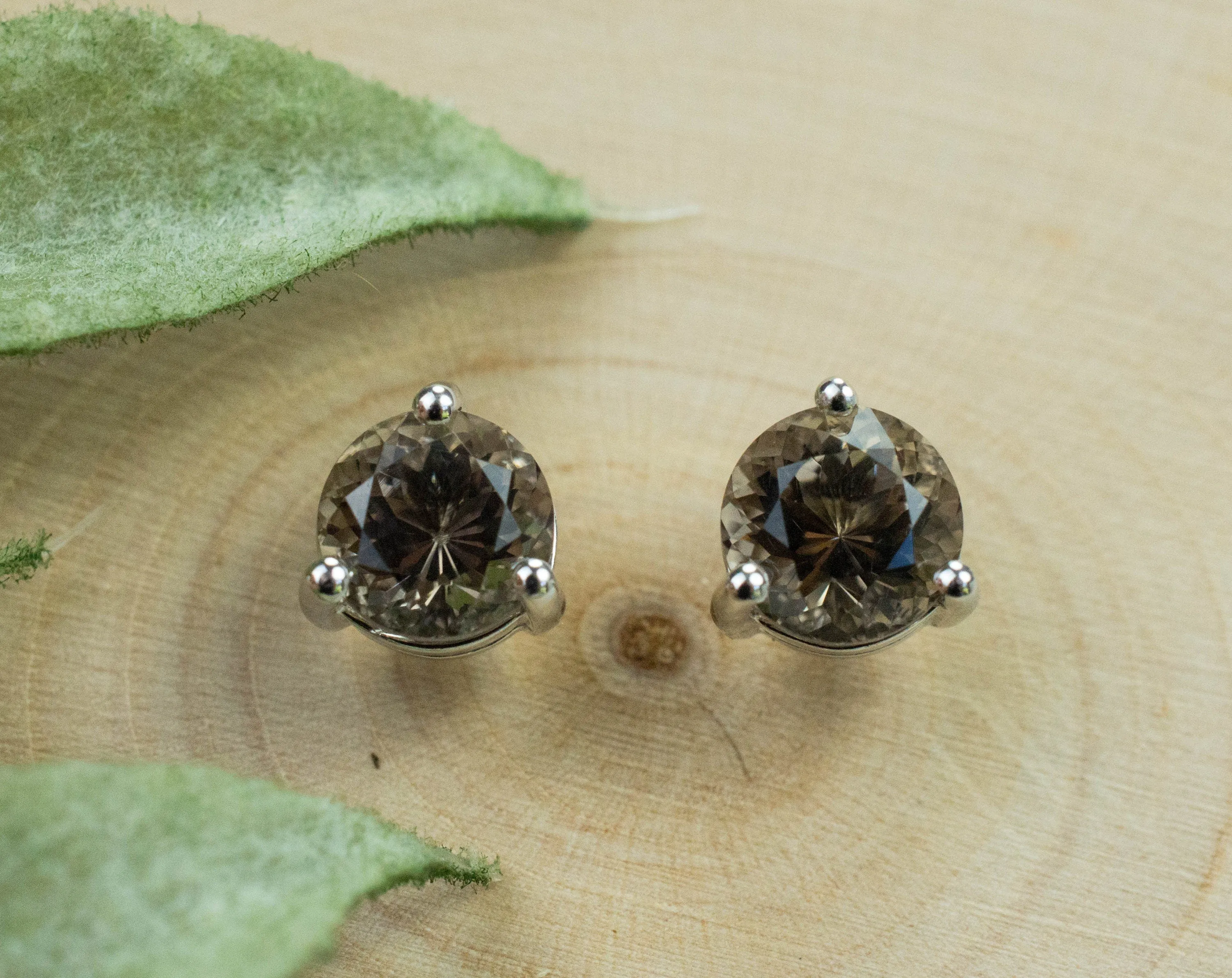 Smoky Quartz Earrings; Genuine Untreated USA Quartz; 1.430cts