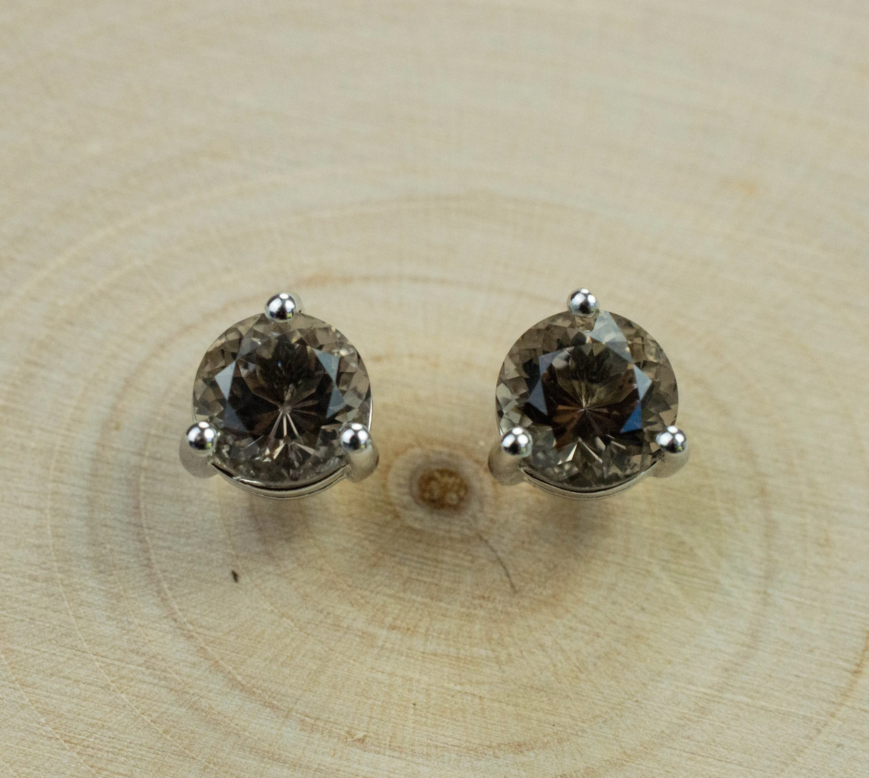 Smoky Quartz Earrings; Genuine Untreated USA Quartz; 1.430cts