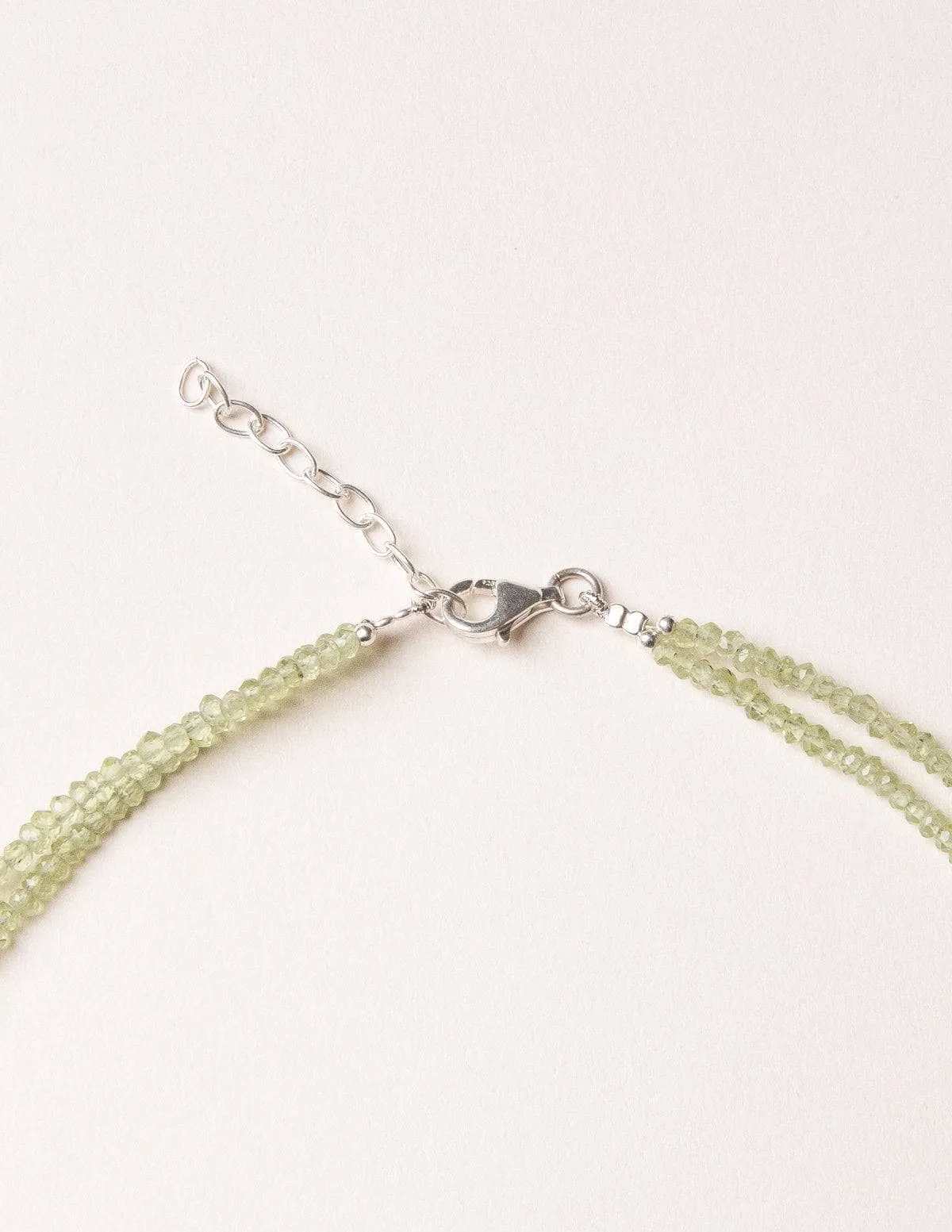 Tree Agate on Beaded Peridot Necklace - One of a Kind