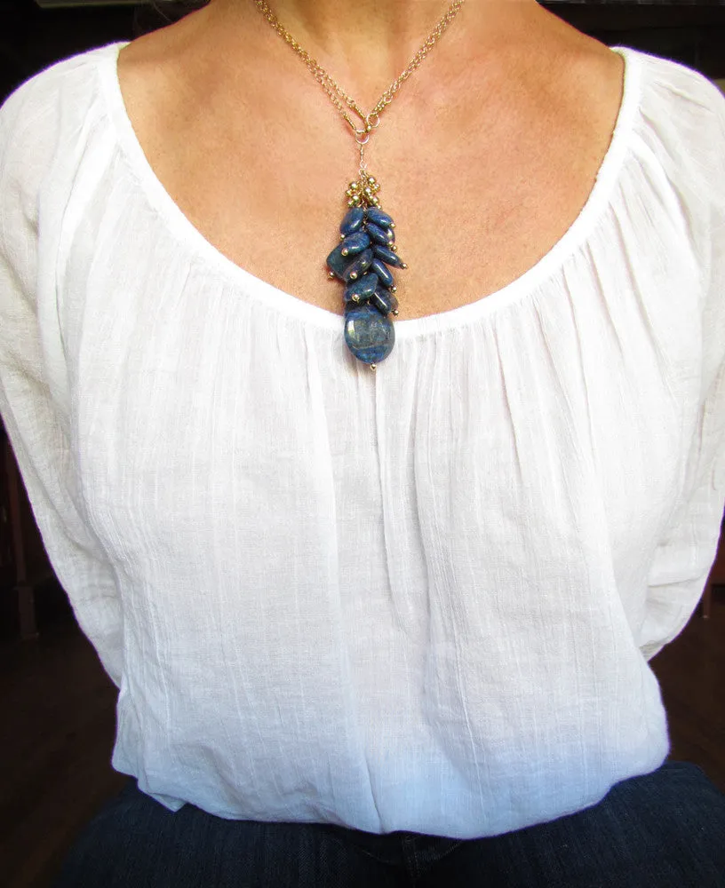 WHOLESALE - The Long Lapis Lazuli Cluster Necklace