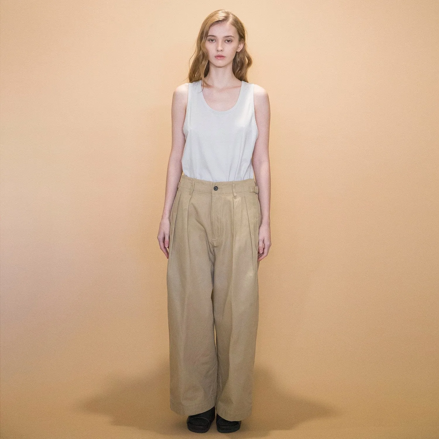 WM05-PT232053 MILITARY CLOTH TUCK WIDE PANTS